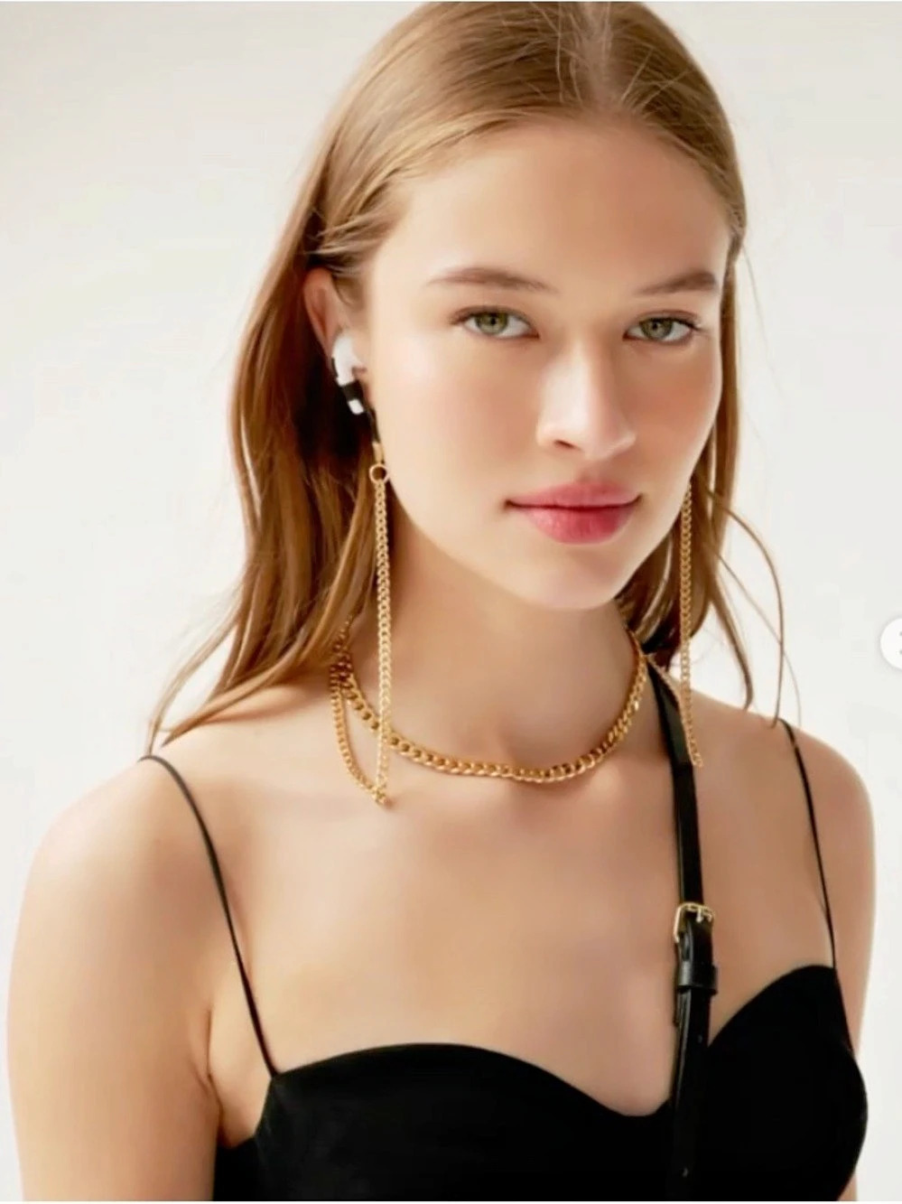 Bandolier Quinn AirPod Necklace Gold-Tone Earbud Chain & Necklace Set NWOT